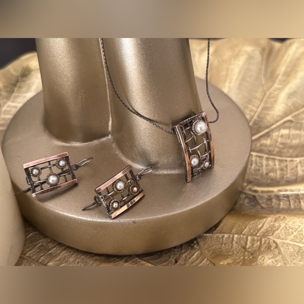 Elegant Pearl and Silver Jewelry Set Handmade in Israel , Set of 3